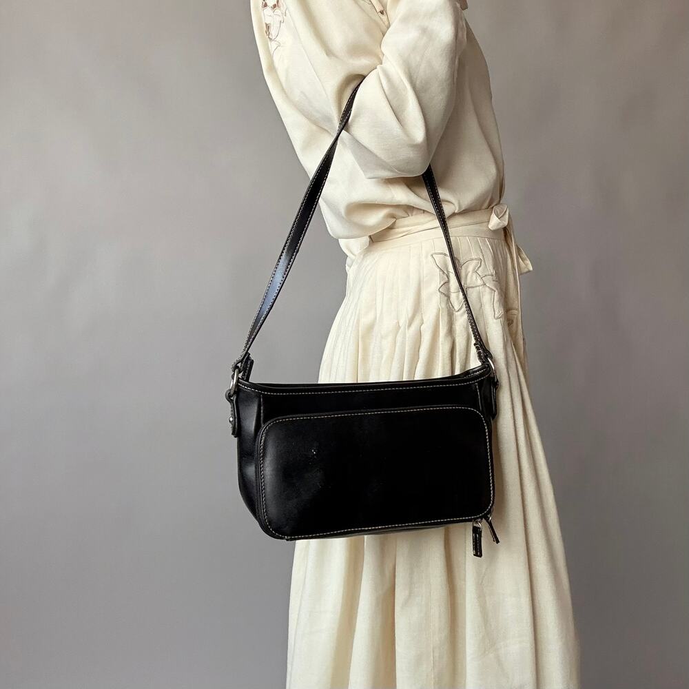 Vintage 90s Villager by Liz Claiborne Shoulder Bag - Black Vegan Leather